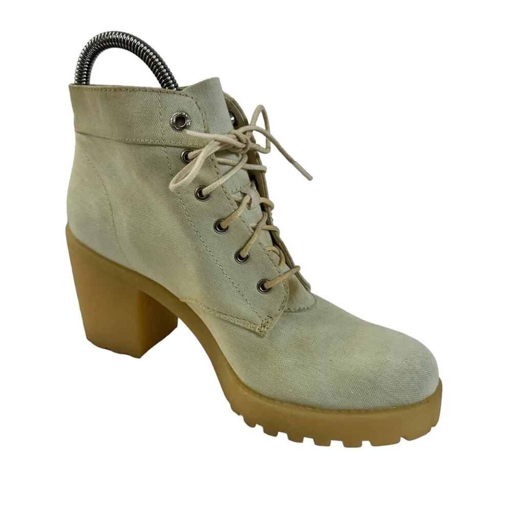 Vagabond Canvas Off White Platform Lace Up Boots Sz 39 NEW